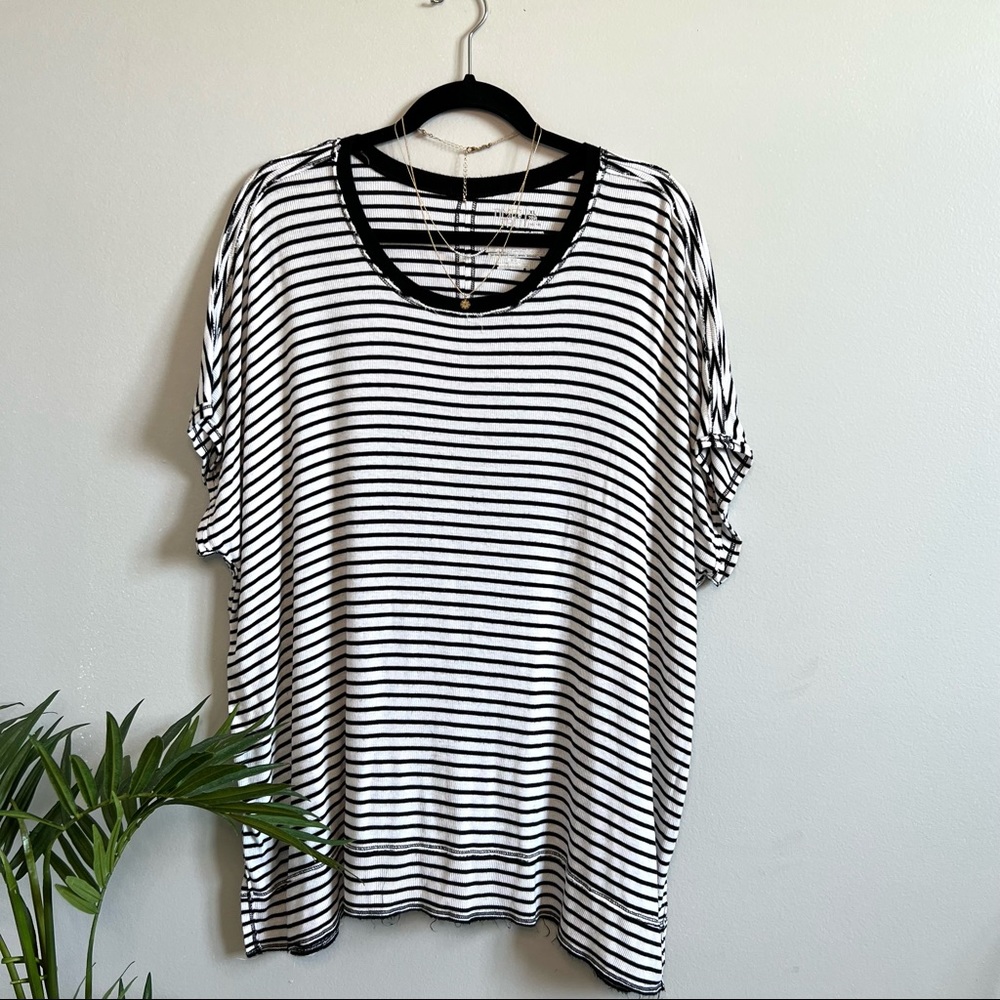 TIME+TRU Striped Shirt in White + Black